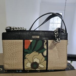 Miche Beige, Black and Green Floral Croc-Texture Shoulder Bag